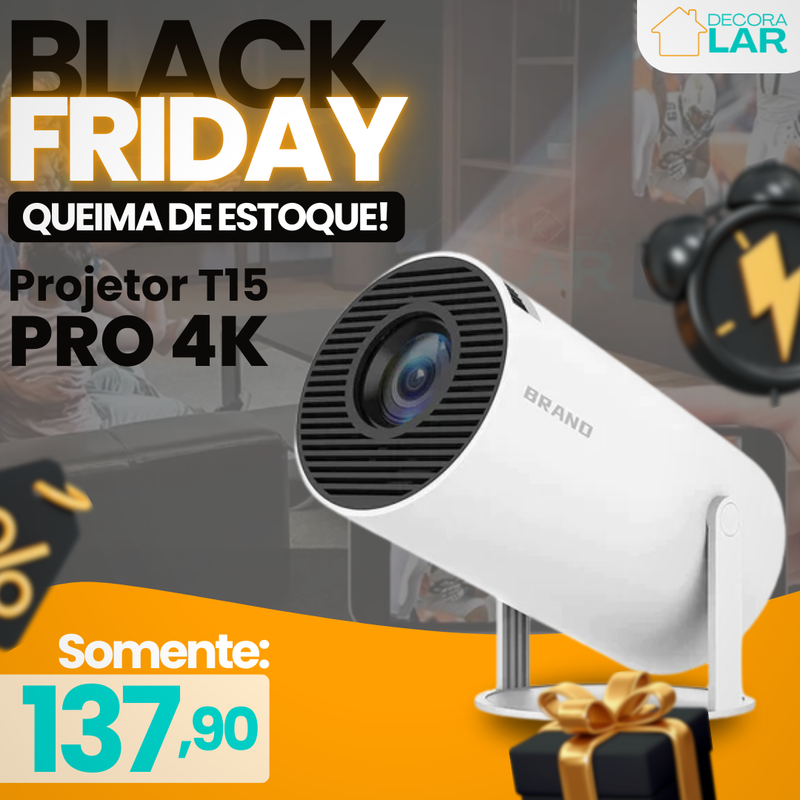 Projetor T15 PRO 4K Portátil Wifi - Até 100 Polegadas - Decora Lar